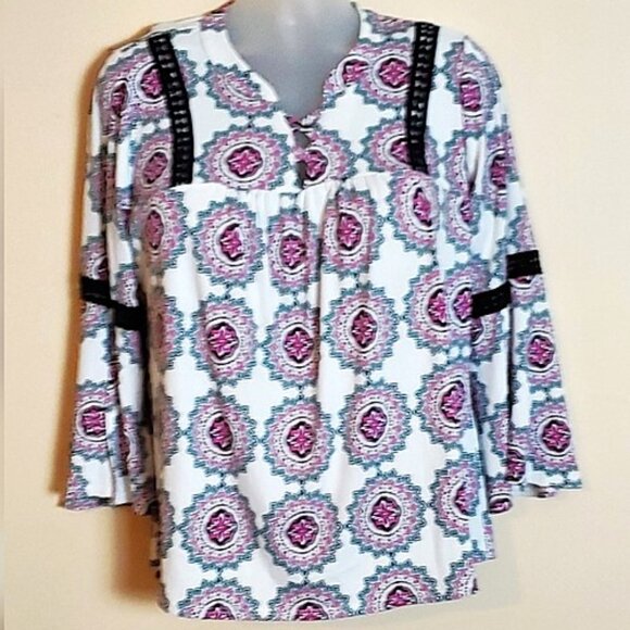 Bell Sleeve Blouse by NY Collection NWT 1X - Picture 1 of 11